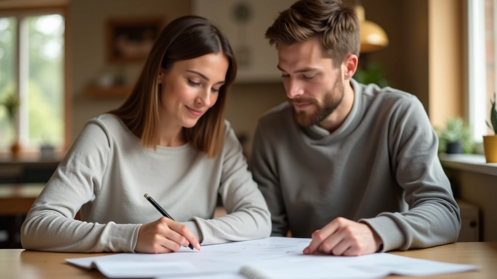 Zwei Eltern planen gemeinsam mit Kalender und Dokumenten