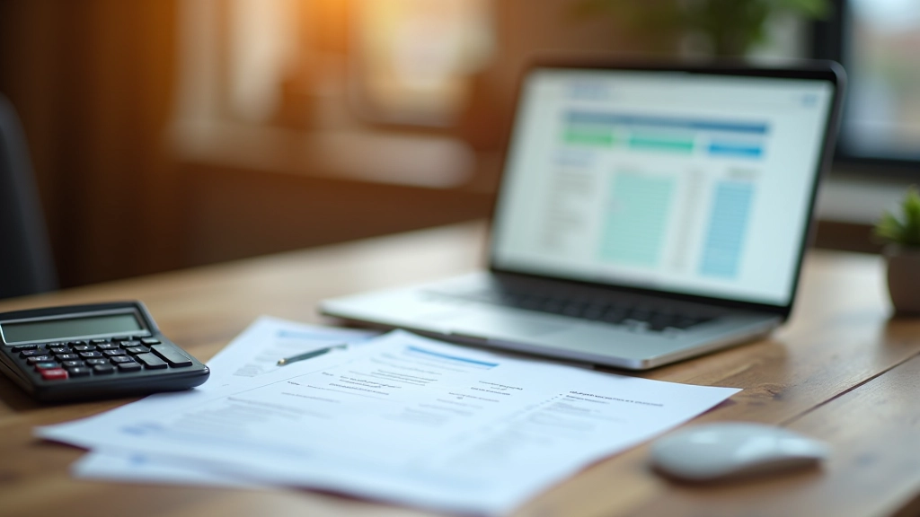 Familienbudget-Planung mit Dokumenten und Taschenrechner auf Schreibtisch